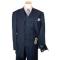 Steve Harvey Collection Navy With Pink/Sky Blue Windowpane Super 120's Merino Wool Vested Suit